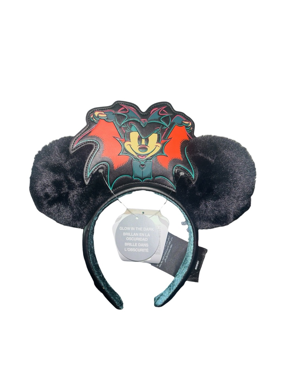 Disney Black Plush Bat Mickey Ear Headband with Orange Accents